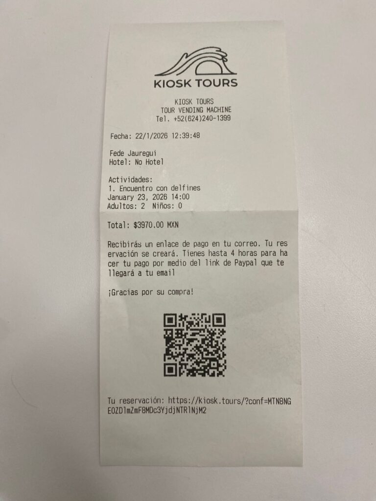 ticket de compra de tours